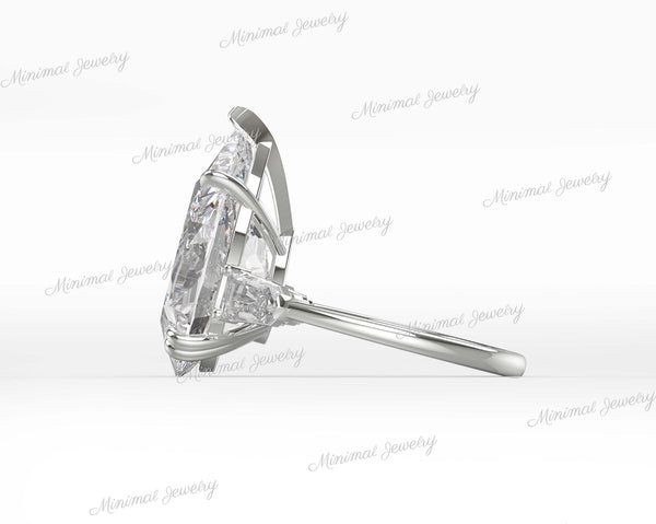 Pear Cut Moissanite Engagement Ring 21.5CT Three Stone pear shaped Wedding Statement Ring Side Shield Large Diamond Anniversary Ring gift