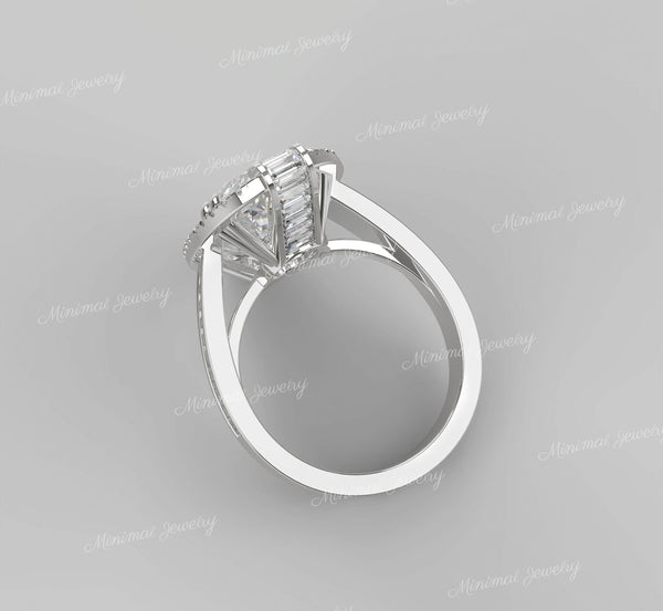 Oval Moissanite Engagement Ring Unique Art Deco 9CT Halo Setting Statement Cocktail Ring for Women Anniversary or Wedding Gift large diamond