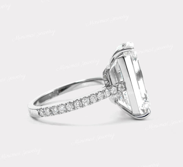 Emerald Cut Moissanite Engagement Ring 16CT Large Solitaire Ring Celebrity Style Statement Wedding Anniversary Ring for Women big diamond
