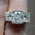 5.5 TCW cushion cut Moissanite engagement ring,Three stone crushed ice moissanite trilogy ring,past present future,triple stone wedding ring