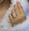 2 CT Marquise Moissanite Engagement Ring: 14k White Gold Halo