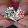 5.5CT Two stone ring pear shaped engagement ring Toi et moi hidden halo pear moissanite&pink pear morganite ring double diamond wedding ring
