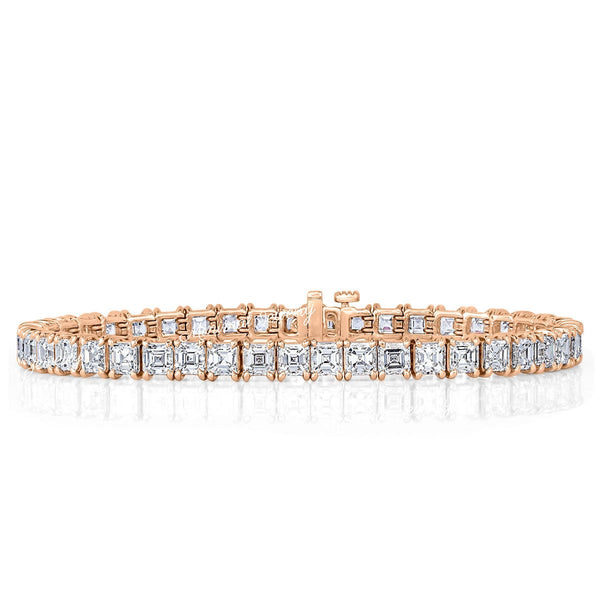 Asscher Moissanite tennis bracelet,14k solid yellow,rose,white gold tennis bracelet,moissanite bracelet,luxury lab diamond tennis bracelet