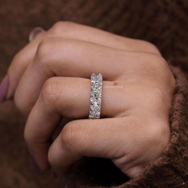 Lab Grown Diamond Oval Eternity Band: 14k Gold Stackable Wedding Ring