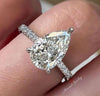 Lab Grown Diamond Engagement Ring 3 CT Pear Shaped Lab Diamond Ring Hidden Halo Wedding Ring Set Certified CVD Diamond Bridal set jewelry