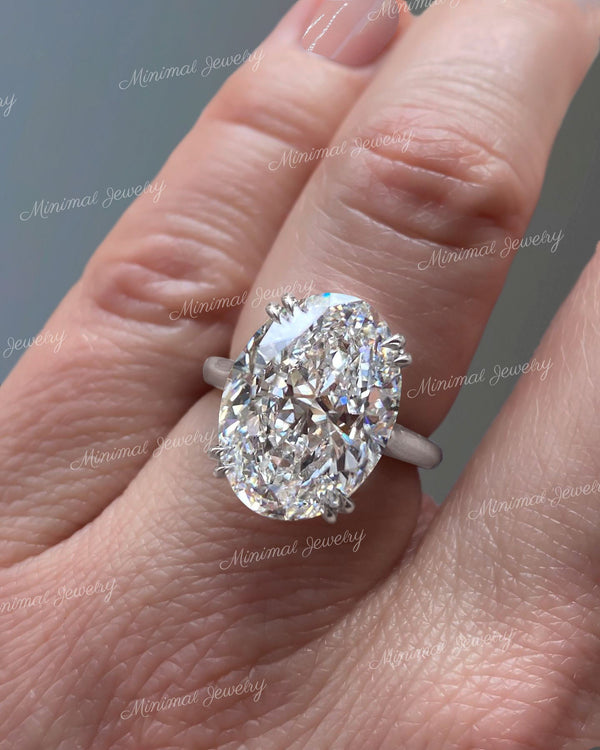 7.5 CT Oval cut moissanite engagement ring,double claw prong Cathedral,celebrity style,big large moissanite oval solitaire ring,wedding ring