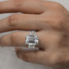 11.6 TCW 3 stone Emerald cut moissanite engagement Ring,unique celebrity style,large Three stone moissanite,hidden halo,3 row wedding ring