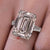 Emerald Cut Moissanite Ring Three Stone Engagement Ring side Baguette 12CT large Statement Wedding Ring Big Diamond Anniversary Ring women