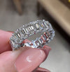 Emerald cut moissanite wedding band,full eternity band,eternity ring solid gold,modern thick,unique 5mm wedding band,Matching Stacking ring