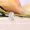 2.5 CT oval moissanite engagement ring,distance pave space,unique,solitaire hidden halo,oval engagement ring,14k solid gold,anniversary ring