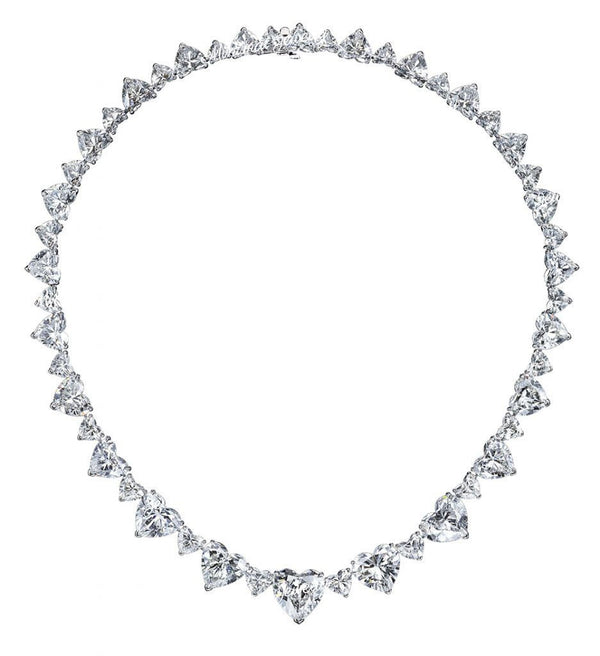 Handmade Heart Moissanite Tennis Choker: 14k Gold Eternity Necklace