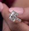 Lab Grown Diamond Ring 10CT Radiant Cut Engagement Ring for Women Hidden Halo IGI Certified Large diamond Wedding Ring Anniversary gift ring