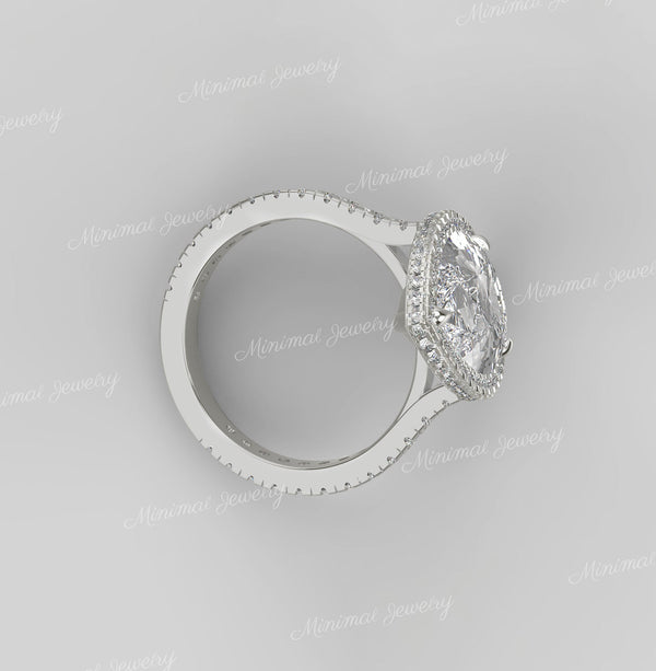 6 CT pear shaped moissanite engagement ring large pear halo ring cathedral ring set pear moissanite wedding ring Teardrop ring diamond ring