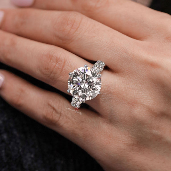 12 ct round moissanite engagement ring thick wide eternity band,hidden halo wedding ring iced out large moissanite diamond cocktail ring