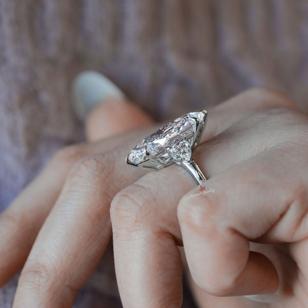 Marquise moissanite engagement ring 8.7 TCW Three stone large marquise engagement ring wedding ring women anniversary gift statement ring