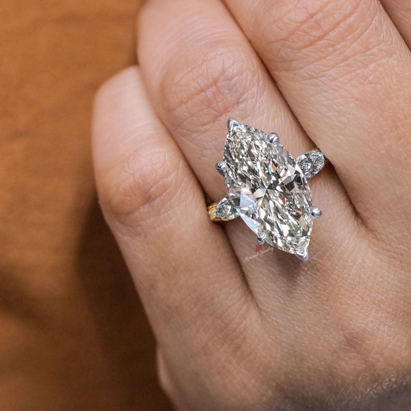 5.5CT Marquise Moissanite engagement ring hidden halo large solitaire marquise cut ring crushed ice moissanite diamond cocktail wedding ring