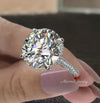 12 CT Round Moissanite Engagement Ring: Hidden Halo, Cathedral Setting wedding ring