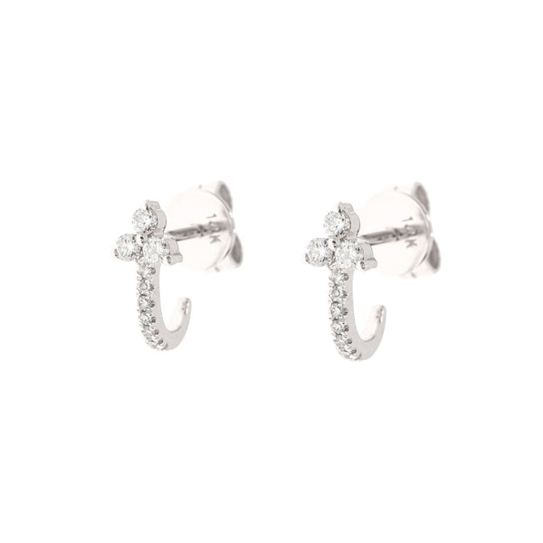 diamond huggie earrings,14k gold,half open huggie hoop earrings,diamond huggies,tiny huggie earrings,ear hugger earrings•Cartilage Earring