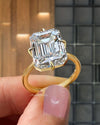 9CT Emerald Cut Engagement Ring in 14K Gold Solitaire emerald cut moissanite Ring Statement Wedding anniversary gift Large Diamond ring