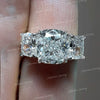 5.5 TCW cushion cut Moissanite engagement ring,Three stone crushed ice moissanite trilogy ring,past present future,triple stone wedding ring