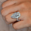 14ct Pear Moissanite Engagement Ring: Large Solitaire, White Gold Wedding ring or Anniversary ring for women
