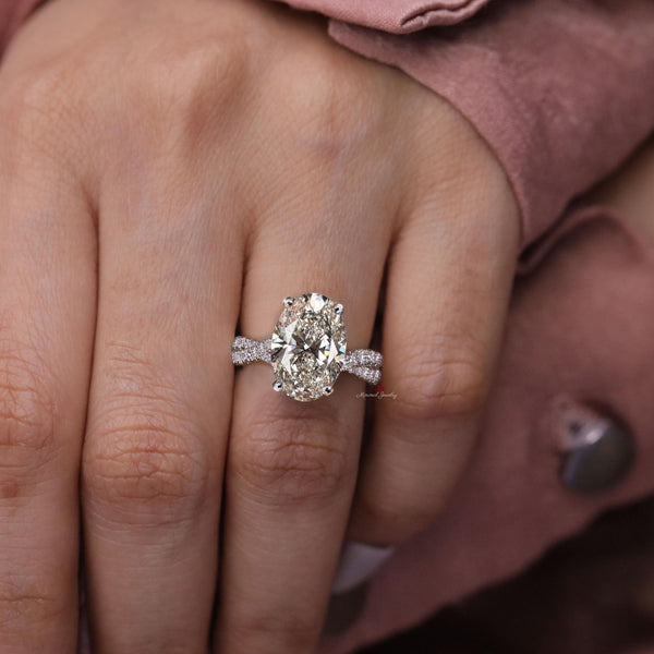 3CT Oval moissanite engagement ring infinity band moissanite solitaire oval engagement ring unique oval cut wedding ring anniversary gift