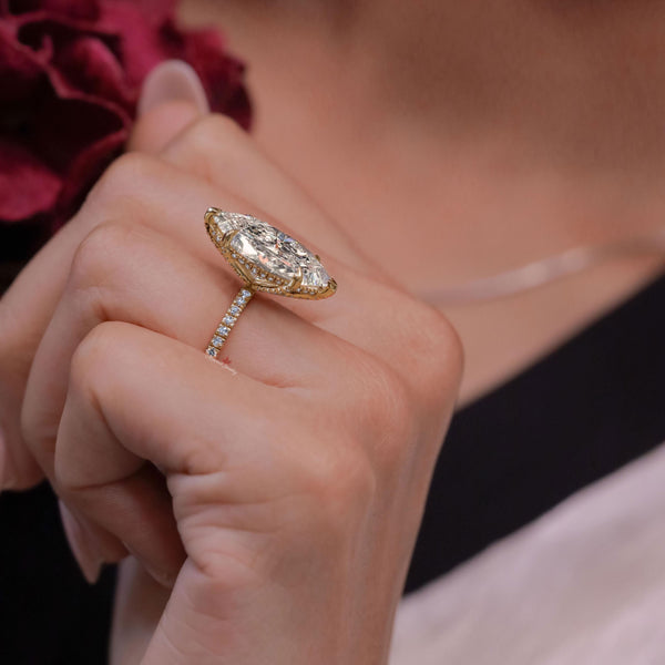 7.5 ct marquise engagement ring big marquise moissanite ring 6 Prong solitaire wedding anniversary ring for women large diamond Bridal Ring