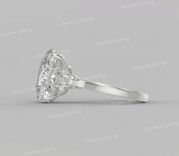 3 stone cushion cut engagement ring 17.2 TCW Shiled&Large elongated cushion cut moissanite engagement ring cocktail Three stone wedding ring