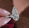 9 CT pear moissanite engagement ring Large Three stone crushed ice moissanite pear halo,trillion&pear shaped ring,big teardrop wedding ring