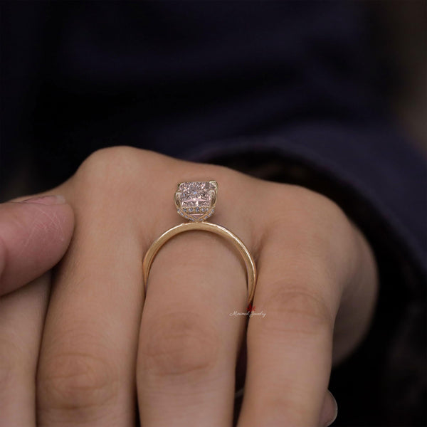 Radiant cut lab grown diamond ring 2.8 CT IGI Certified Solitaire Engagement wedding Ring Hidden Halo Anniversary ring promise ring for her