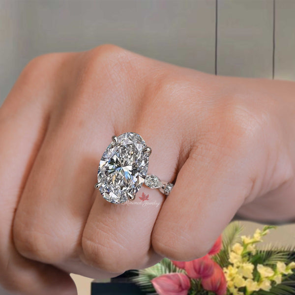 Oval moissanite engagement ring 8CT Moissanite Solitaire white Gold Wedding statement ring bridal jewelry big large diamond cocktail ring