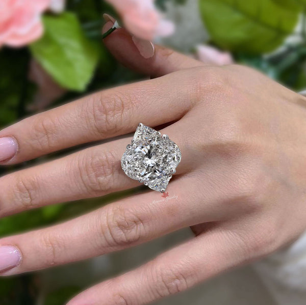 9ct Oval Moissanite Engagement Ring 14k solid gold Three Stone oval moissanite Wedding Ring Large oval cut solitaire anniversary ring women