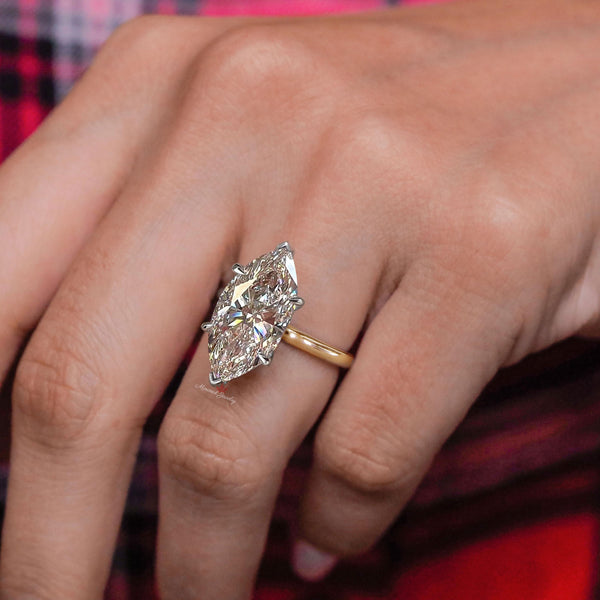 Marquise Moissanite engagement ring 5.5 CT Marquise Solitaire two tone ring,Celebrity Style diamond cocktail large marquise cut Wedding Ring