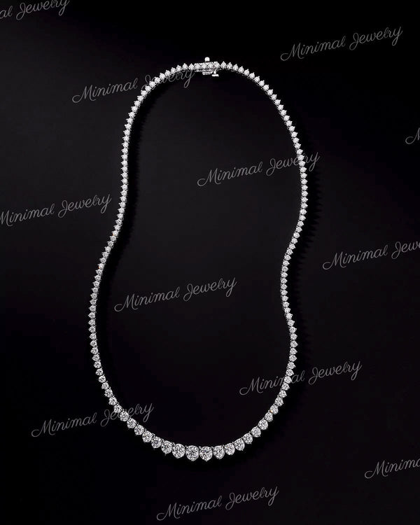 Solid 14k gold tennis necklace,Round moissanite necklace,tennis choker necklace,Moissanite tennis necklace,tennis chain eternity necklace