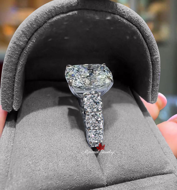 Large moissanite anniversary Ring for women 10.5 CT elongated cushion cut engagement ring wedding Ring 9th- 10th anniversary gift for wife