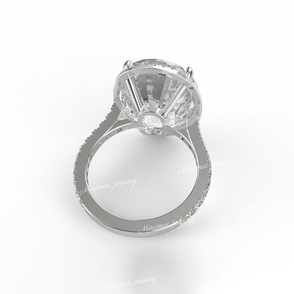 elongated Cushion Halo Engagement Ring 19.5 CT Large Moissanite Wedding Anniversary Ring for Women Big Diamond Statement Cocktail Ring