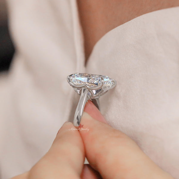 Elongated Cushion cut engagement ring 16CT moissanite solitaire cathedral ring big large diamond cocktail statement alternative wedding ring