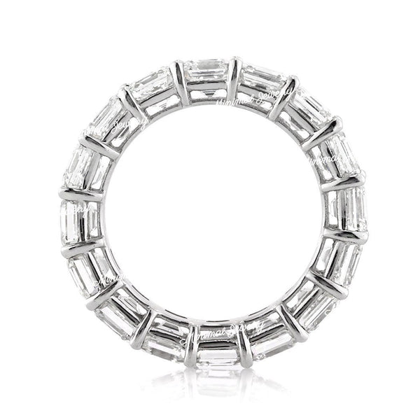 Asscher cut full eternity band,Moissanite wedding band,eternity ring white gold,modern thick,unique 4mm wedding band,Matching Stacking ring