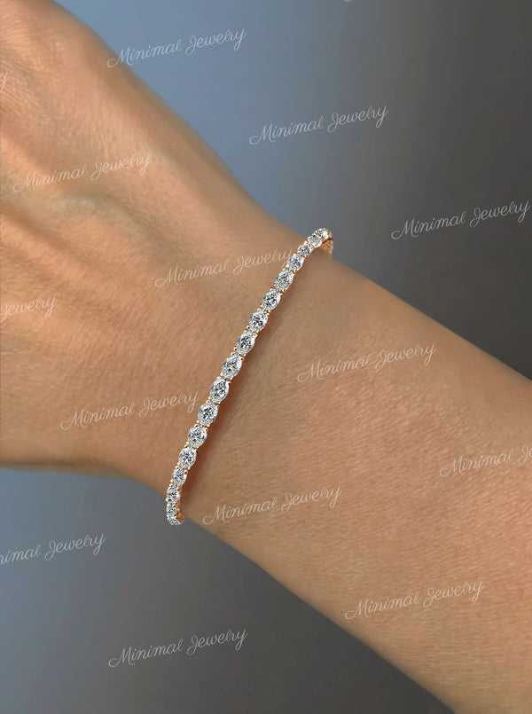 Oval moissanite tennis bracelet,10k/14k solid gold bracelet,eternity luxury,moissanite bracelet,wedding,dainty lab diamond tennis bracelet
