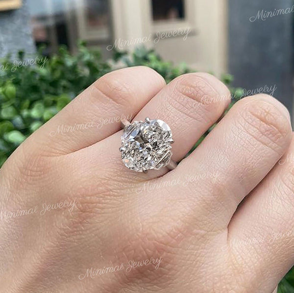 oval moissanite engagement ring Three stone wedding ring celebrity style shield & Large 7CT oval engagement ring anniversary ring for women