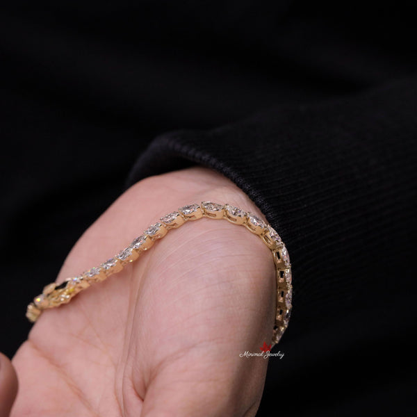 Marquise tennis bracelet,10k/14k solid gold moissanite tennis bracelet,luxury lab diamond tennis bracelet,dainty moissanite bracelet,women