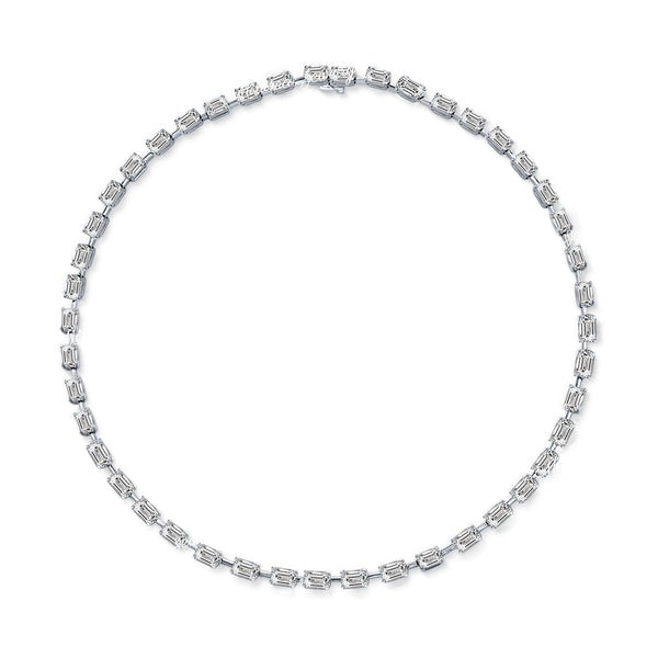 Emerald Moissanite tennis necklace,white gold tennis necklace,eternity Moissanite Necklace,tennis choker Necklace,Moissanite tennis chain