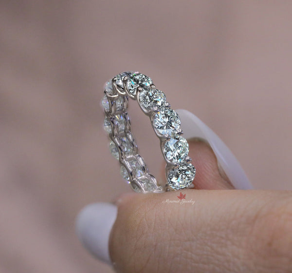 Moissanite Wedding Band eternity band thick 4MM Round Full Eternity ring 14k Gold stackable ring matching wedding engagement ring set women