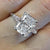 Radiant Cut Moissanite Engagement Ring: Baguette Side Stones, 10k/14k/18k White Gold/platinum