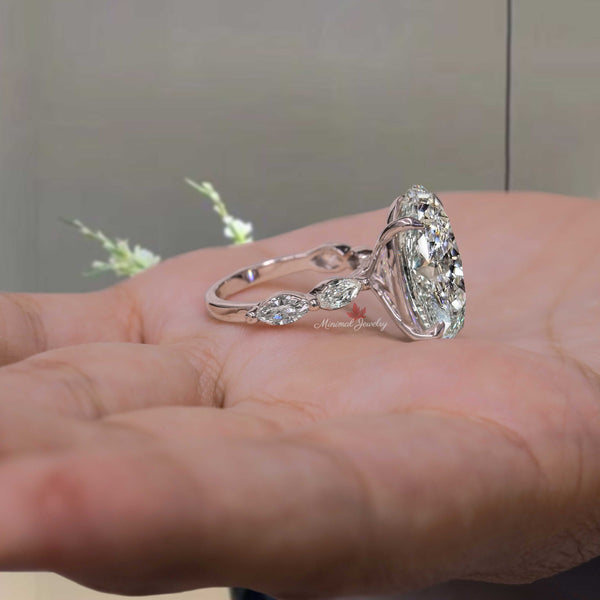 Oval moissanite engagement ring 8CT Moissanite Solitaire white Gold Wedding statement ring bridal jewelry big large diamond cocktail ring