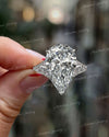 5 CT split shank pear shaped engagement ring,unique Three stone pear moissanite ring,hidden halo teardrop ring,crushed ice pear wedding ring