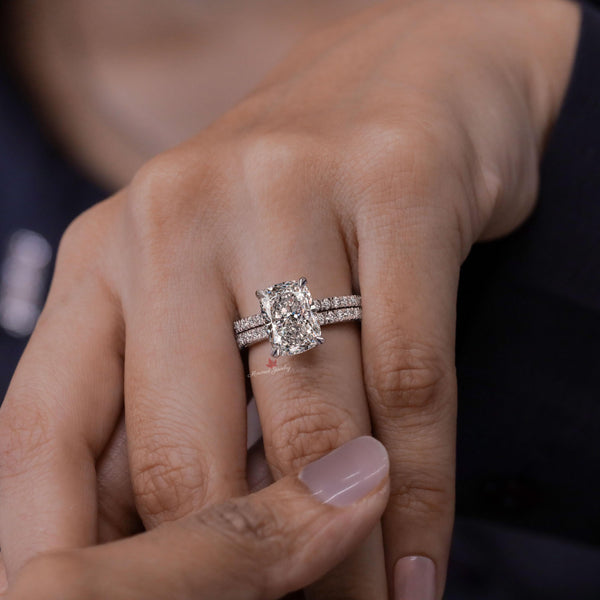 lab grown diamond engagement ring set 3CT elongated cushion cut Lab diamond ring IGI Certified diamond Wedding ring women Anniversary gift