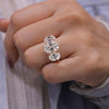 6 CT Three stone oval cut moissanite engagement ring hidden halo cathedral ring set large moissanite 3 stone wedding ring anniversary ring