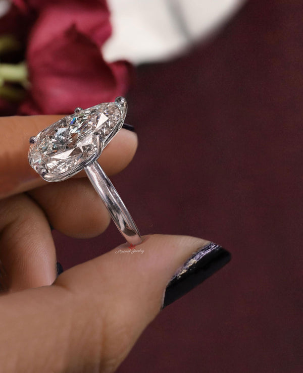 pear shaped Engagement Ring Moissanite Bridal set 8CT Simple solitaire pear moissanite ring Wedding Anniversary ring gift large diamond ring