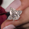 3CT pear lab grown diamond ring Three stone pear shaped engagement ring IGI certified large pear diamond anniversary wedding ring solid gold